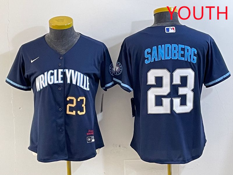 Youth Chicago Cubs 23 Sandberg Blue City Edition Game 2025 Nike MLB Jersey style 4
